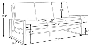 LeisureMod Jefferson Modern Design Velvet Sofa With Gold Frame, Light Gray