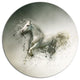 Smart White Horse Running, Animal Disc Metal Wall Art, 23"
