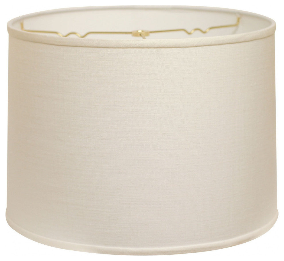 16" White Throwback Drum Linen Lampshade