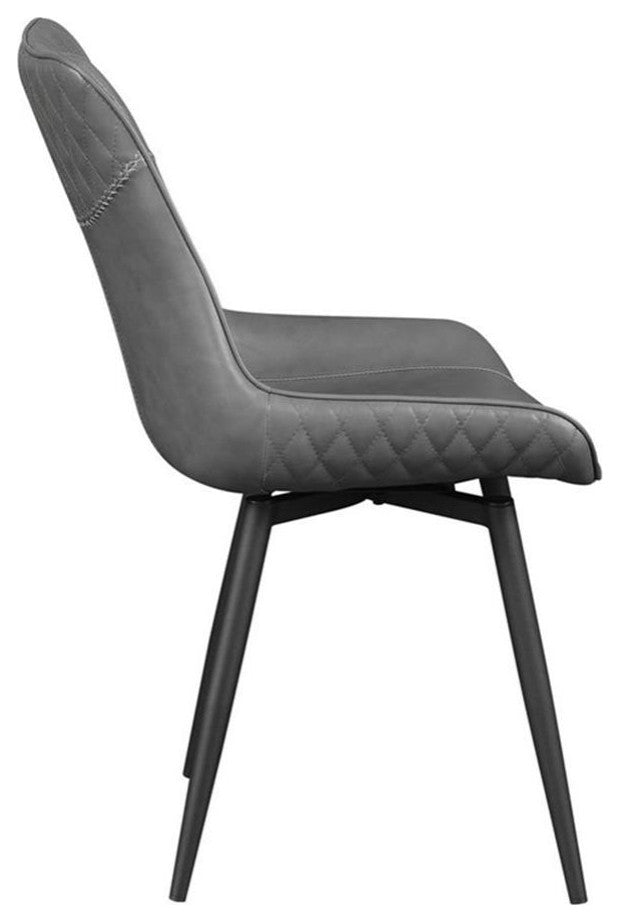 Pemberly Row Faux Leather Upholstered Side Chair in Gray Finish