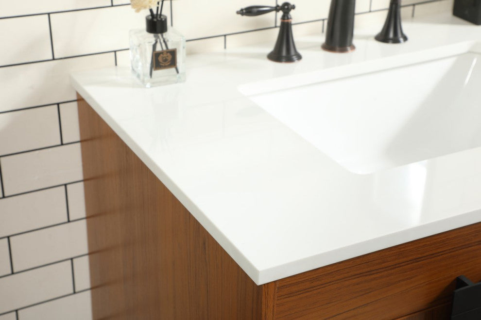 Home Living 22" Modern Teak-Light Bathroom Vanity