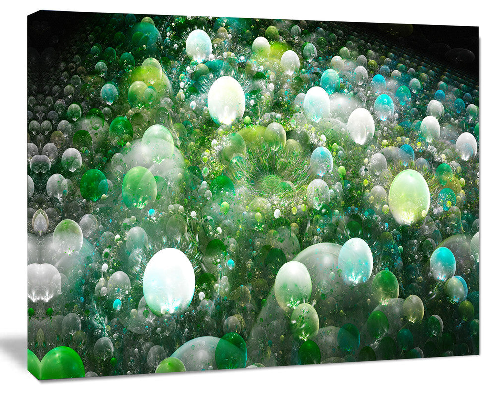 Green Fractal Molecule Pattern, Oversized Abstract Canvas Art Print, 60x40