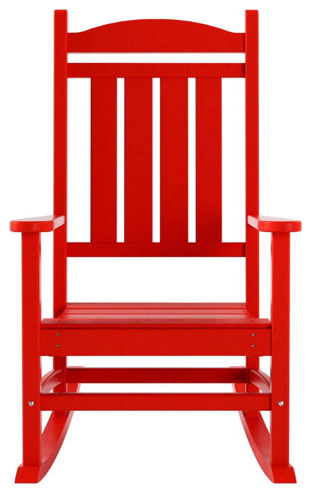 WestinTrends 2PC Outdoor Patio HDPE Adirondack Porch Rocking Chair Set, Red