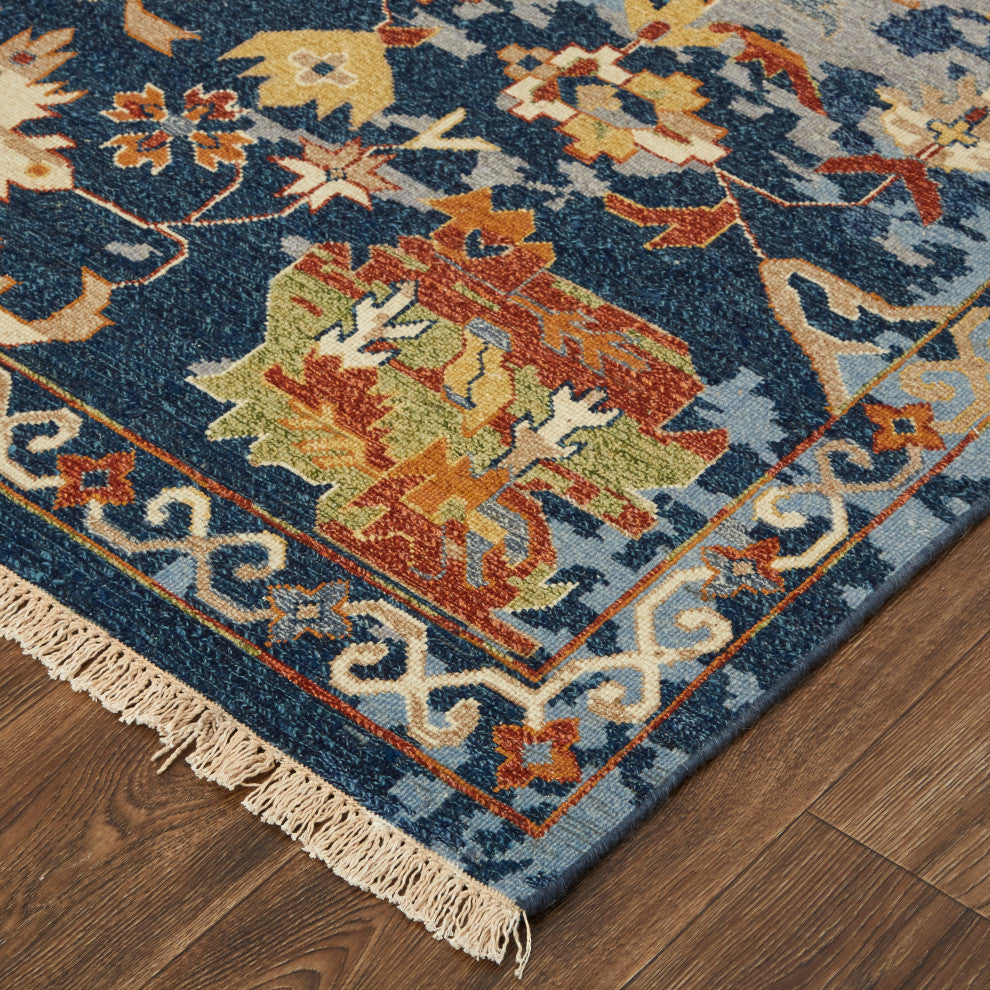 Pierson Transitional Floral & Botanical, Blue/Orange/Red, 11'6"x15' Area Rug