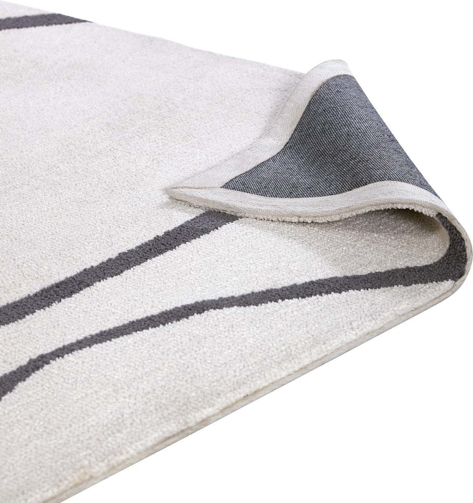 Modway Therese Abstract Swirl 8'x10' Area Rug, Ivory and Charcoal