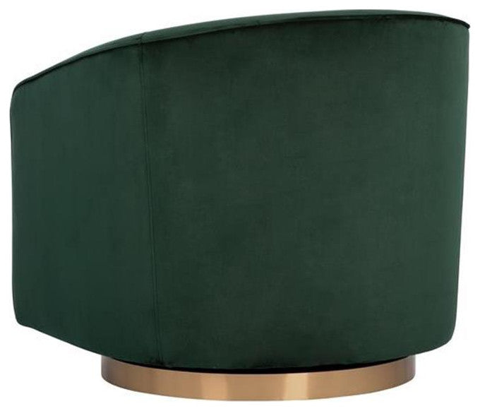 Maklaine 19" Modern Fabric Barrel Back Swivel Lounge Chair in Deep Green