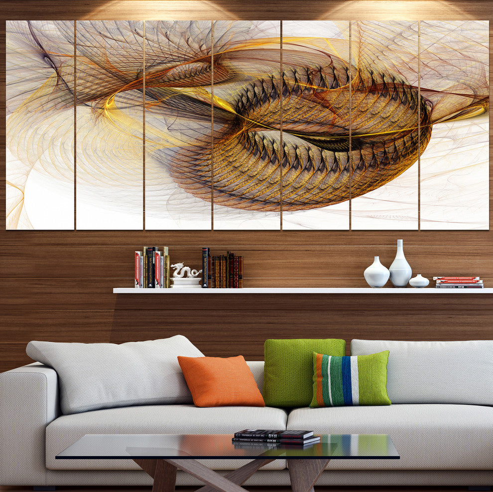 Abstract Brown Spiral Texture, Abstract Wall Art Canvas, 83"x32", 7 Panels