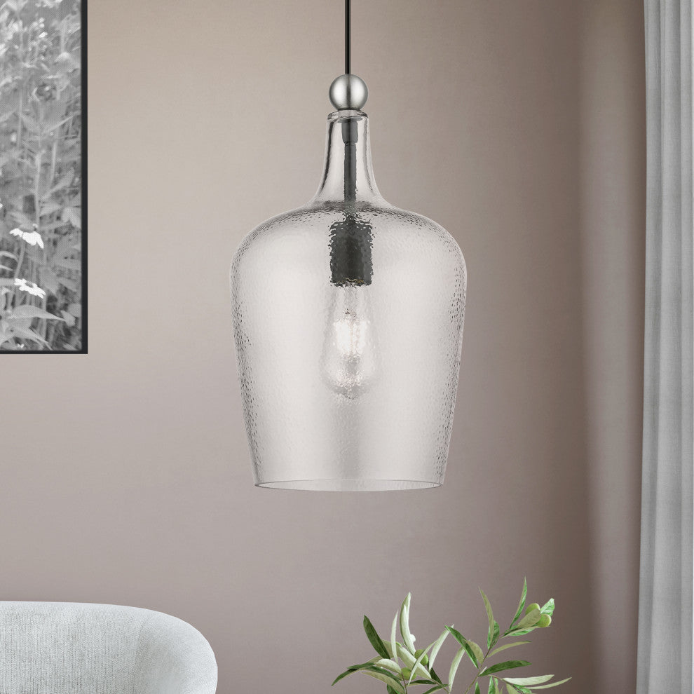 Avery 1 Light Black With Brushed Nickel Accent Single Pendant