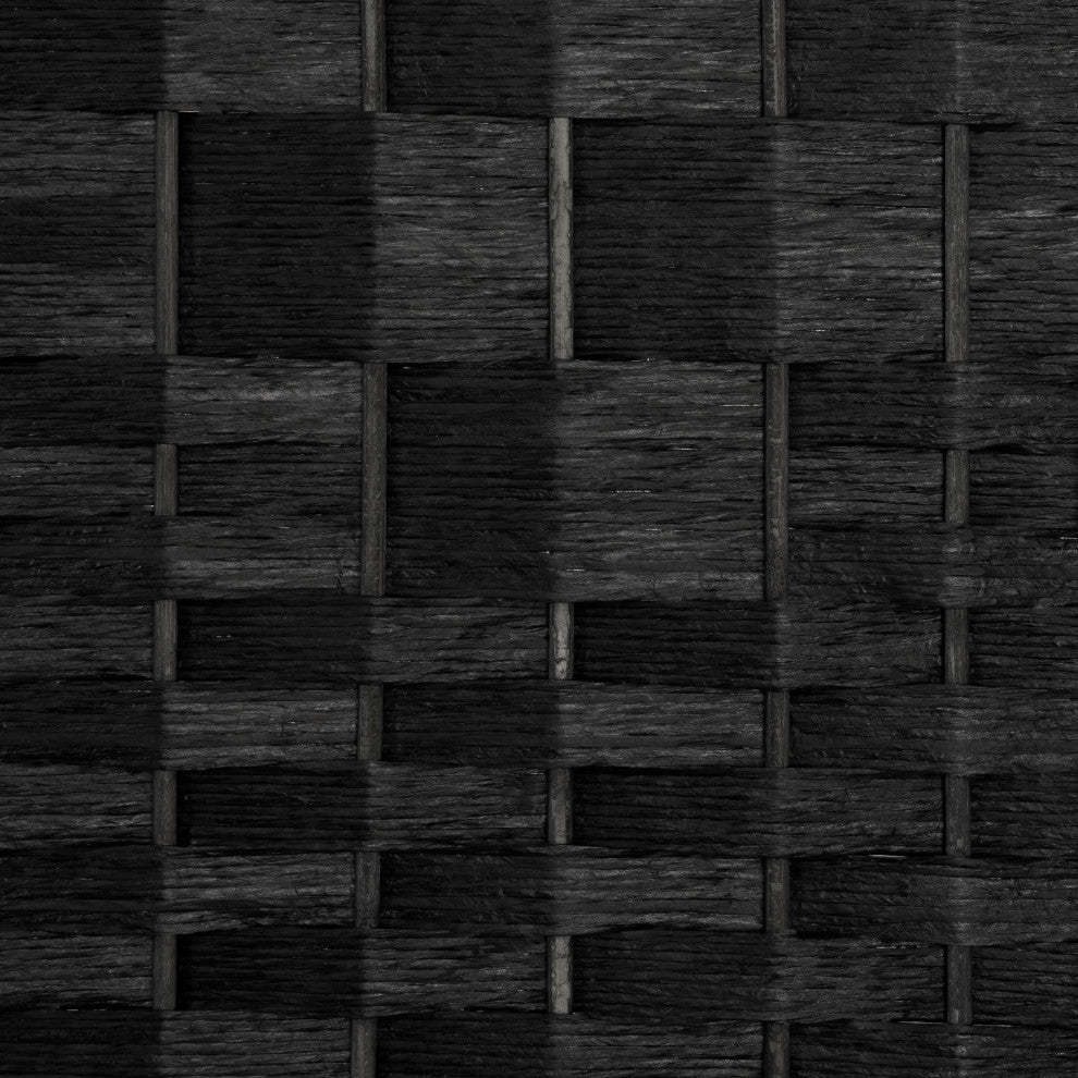4 ft. Short Diamond Weave Fiber Room Divider Black 6 Panel