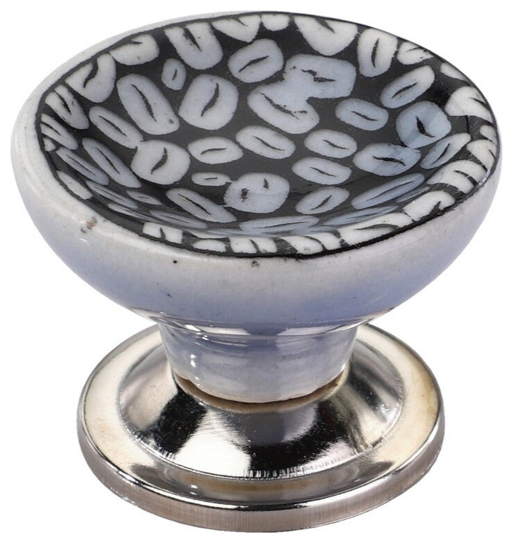 Mascot Hardware Blue Ceramic Knob with Black Swirl Design - Pack of 10