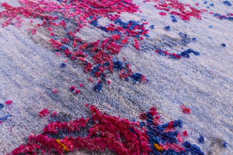 9' 0" X 11' 7" Abstract Hand Knotted Wool and Silk Rug Q11858