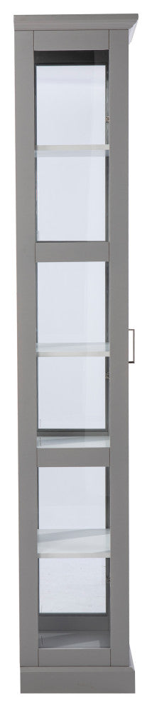 Palmer Tall Curio With Glass Door, Gray