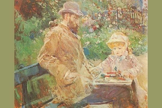 Eugene Manet and His Daughter in Bougival - Canvas Poster 20" x 30"
