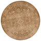 8' Beige Machine Woven Distressed Floral Traditional Round Indoor Area Rug