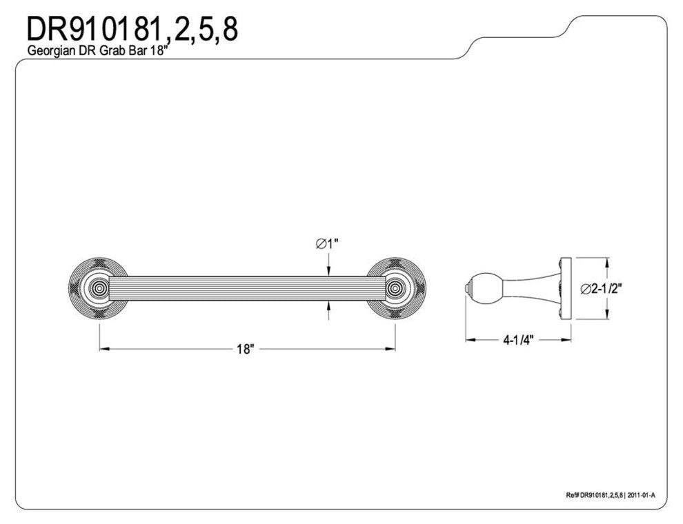 Kingston Brass Satin Nickel Georgian 18" Decorative Grab Bar DR910188