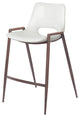 Counter Stool Chair, Set of 2, Faux Vinyl Leather, Steel, White, Walnut