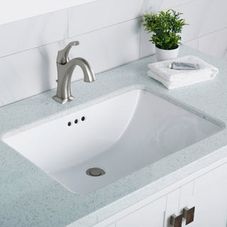 Elavo Ceramic Rectangle Undermount Bathroom Sink, White