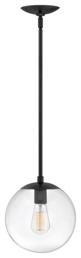 Hinkley Warby 9.5" Small Pendant Light, Black + Clear Glass