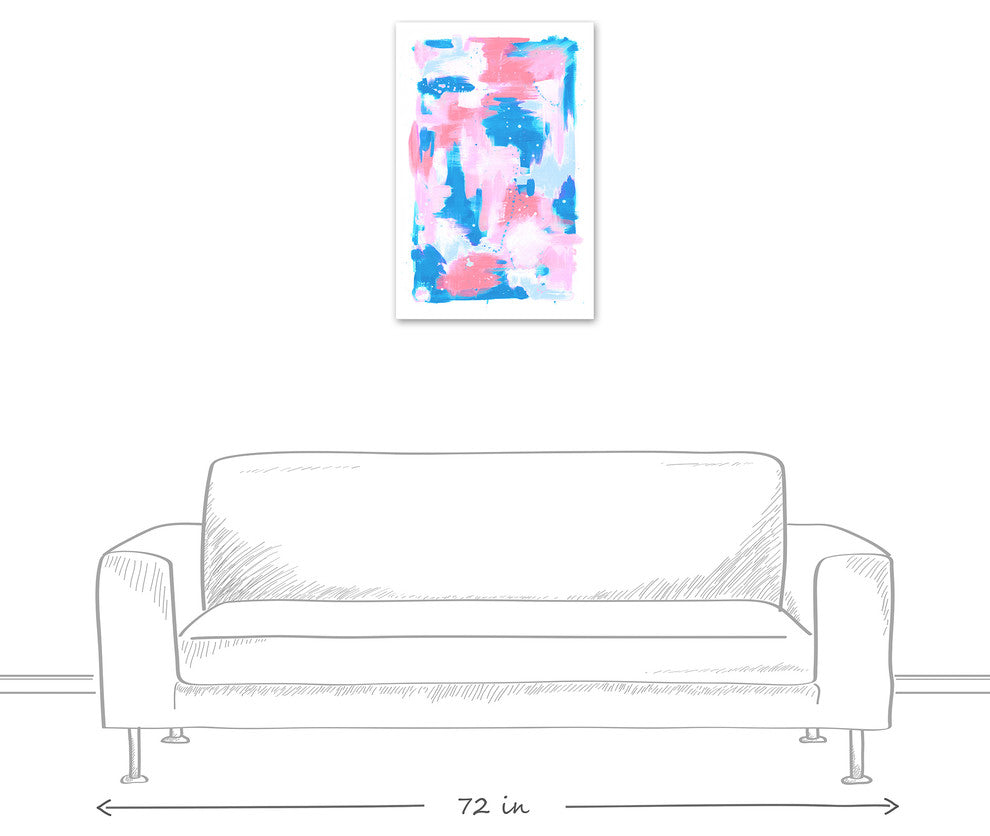 Pink and Blue Abstract Pastel Splash 20x30 Canvas Wall Art