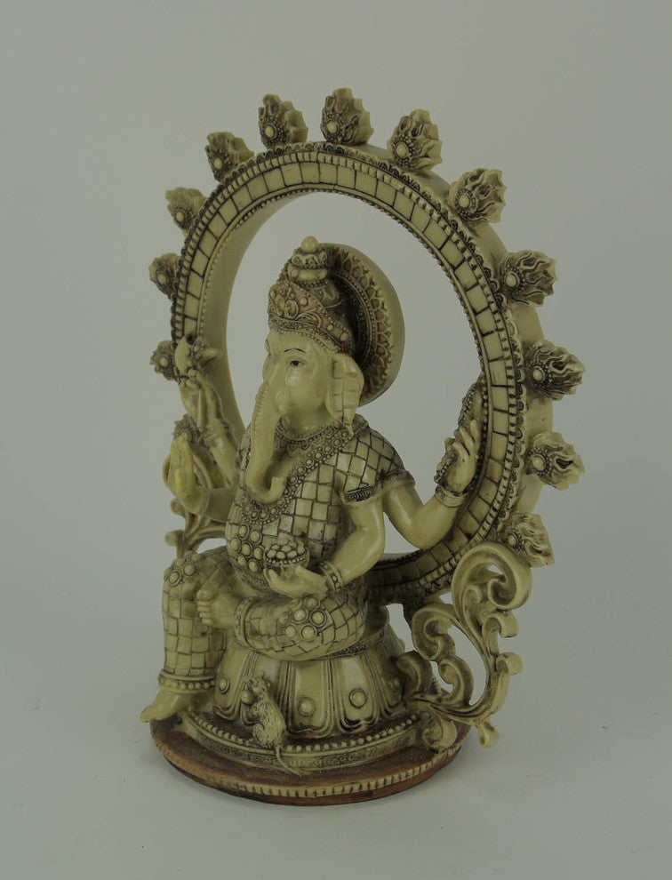 Lord Ganesha Sitting Holding Sacred Objects Statue