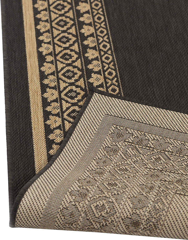 Outdoor Collection Oriental Accent Water Proof Rug, Charcoal, 5'3"x7'6"