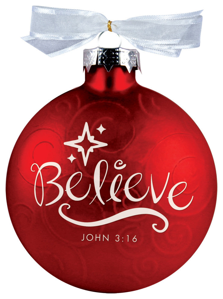 Christmas Ornament, Believe Swirl Red