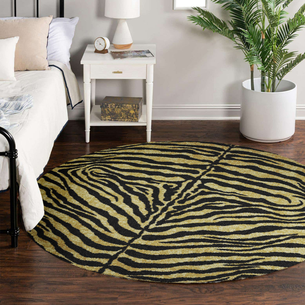 Indoor/Outdoor Mali ML1 Gold Machine Washable 10' x 10' Round Rug