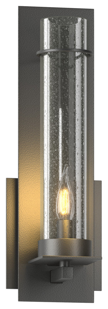 New Town Wall Sconce, Black, Seeded Clear Glass