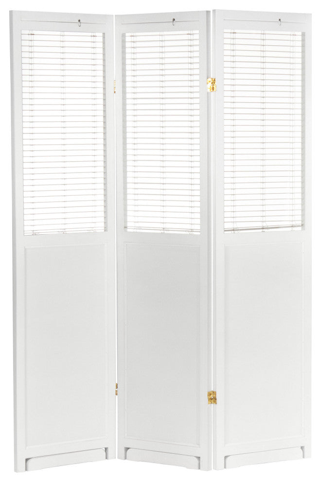 6' Tall Adjustable Shutter Room, White, 3 Panel