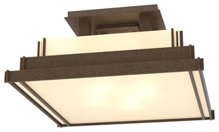 Steppe Small Semi-Flush, White Art Glass, Bronze