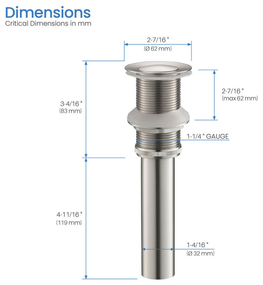 Pop-Up Drain Stopper Without Overflow, Brush Nickel