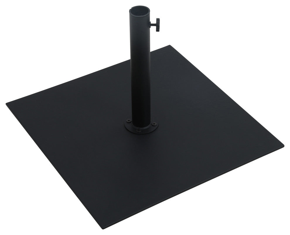 Fiji Patio Umbrella and Base, White, Matte White Pole, Matte Black Belize Base