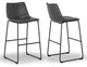 Adan Iron Frame Vintage Gray Faux Leather Bar Stools, Set of 2