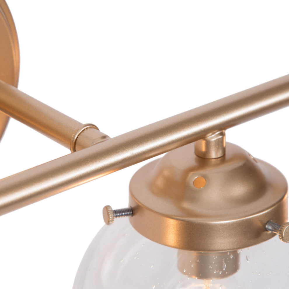 LALUZ 4-Light Matte Gold and Seeded Glass Modern Bathroom Vanity Light