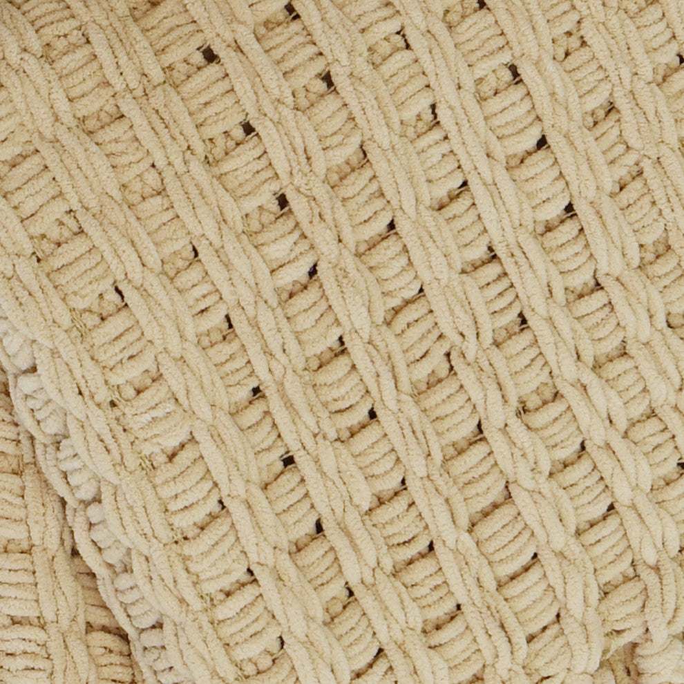 Space Yarn Knitted Throw, Light Camel, 60" X 80"