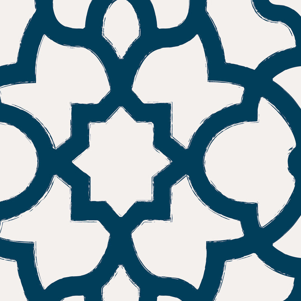 Trellis Peel and Stick Vinyl Wallpaper, Navy, 24"w X 60"h