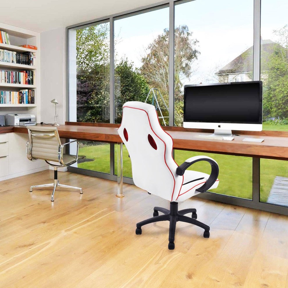 White Executive High-Back Racing Style Office Chair