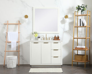 42" Single Bathroom Vanity, White, With Backsplash