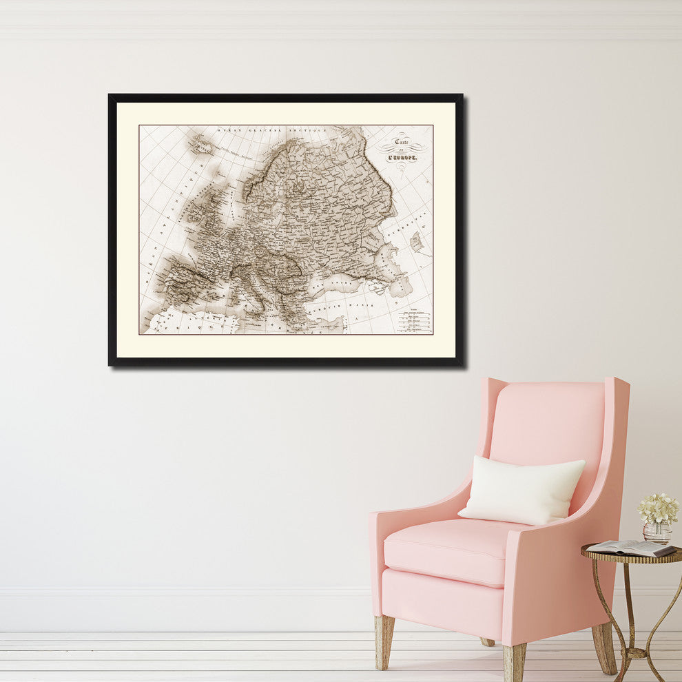 Europe Vintage Sepia Map Canvas Print, 16"x21"