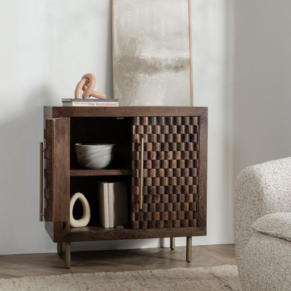 Norwood 2-Door Mango Wood Cabinet, Dark Brown