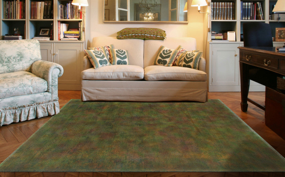 Vintage Distressed Saeedeh Green/Purple Rug, 4'7x6'3