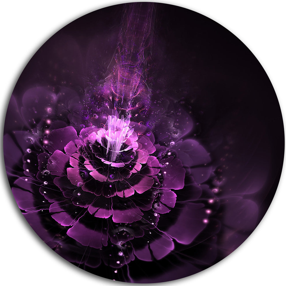 Dark Pink Fractal Flower, Abstract Digital Art Round Wall Art, 23"
