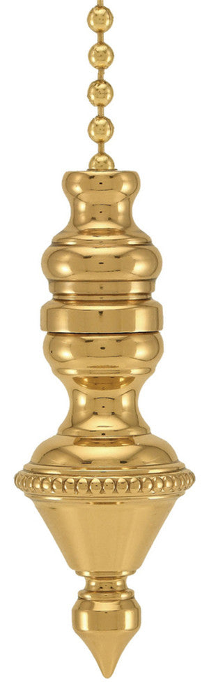 Beaded Knob Ceiling Fan Pull, 1.5"h with 12" Polished Brass Chain