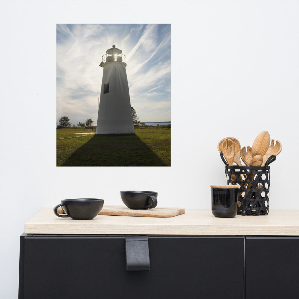 Turkey Point Lighthouse with Sun Flare Unframed Wall Art Prints, 16" X 20"
