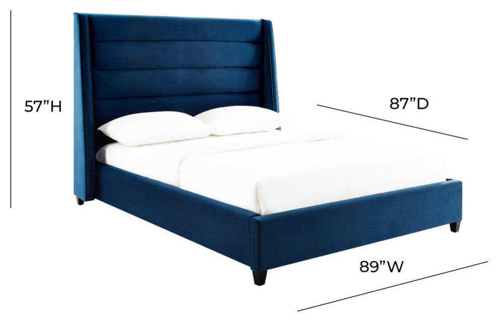 TOV Furniture Koah Navy Velvet Bed in King