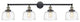 Large Bell 4 Light Bath Vanity Light, Black Antique Brass, Clear Deco Swirl