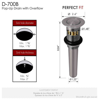 STYLISH Brushed Nickel Pop-Up Bathroom Sink with Overflow