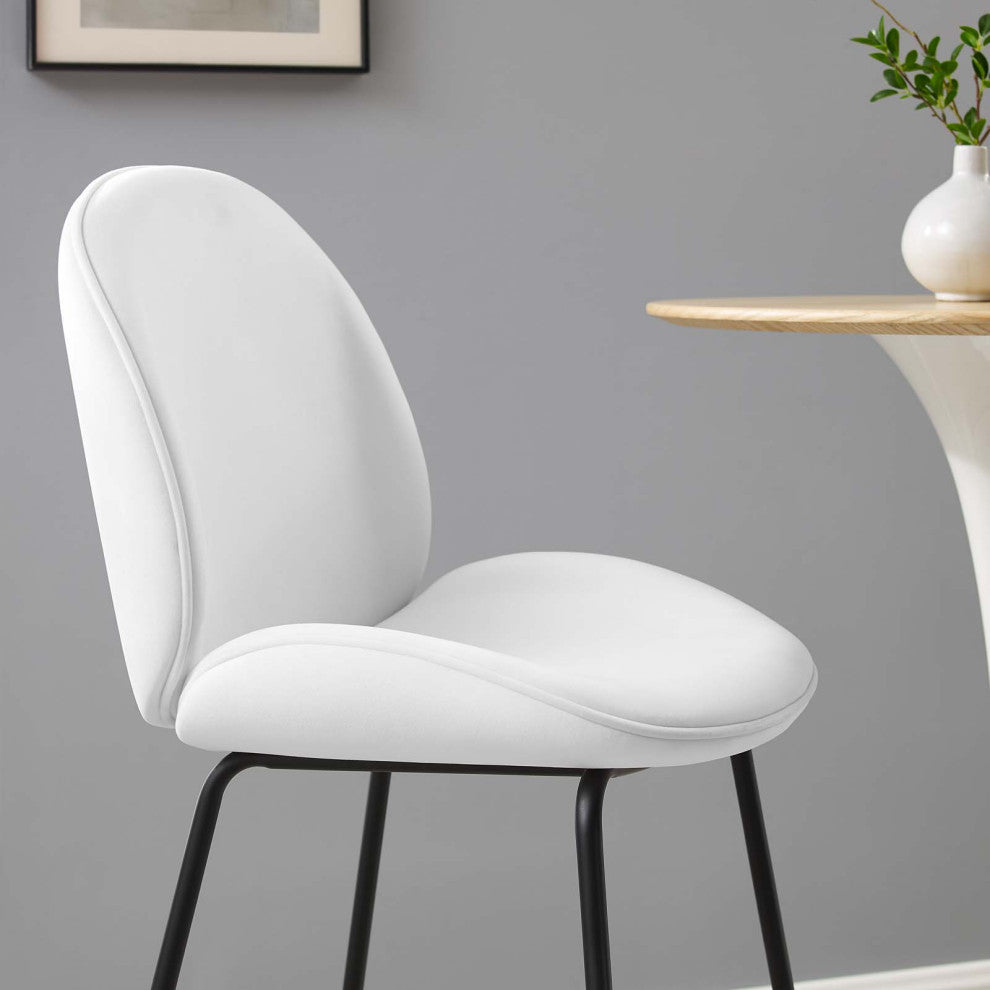 Bar Stool Chair Barstool, Velvet, Metal, White, Bar Pub Cafe Bistro Restaurant