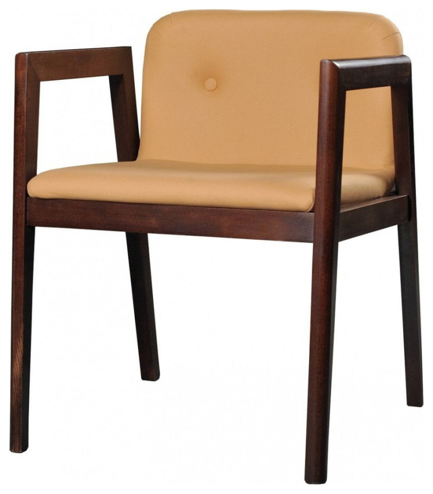 Set of Two Beige Modern Faux Leather Dining Chairs