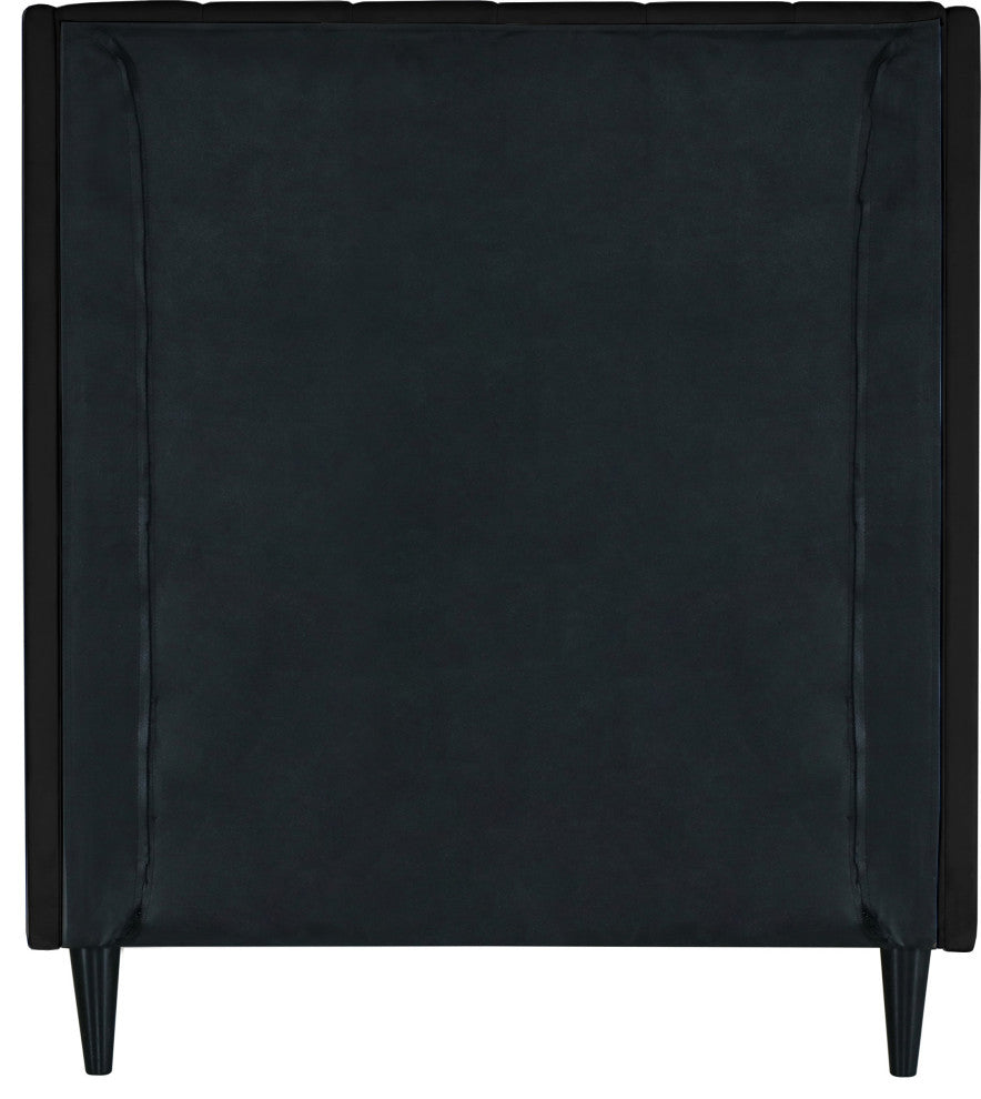 Eva Velvet Upholstered Bed, Black, Twin